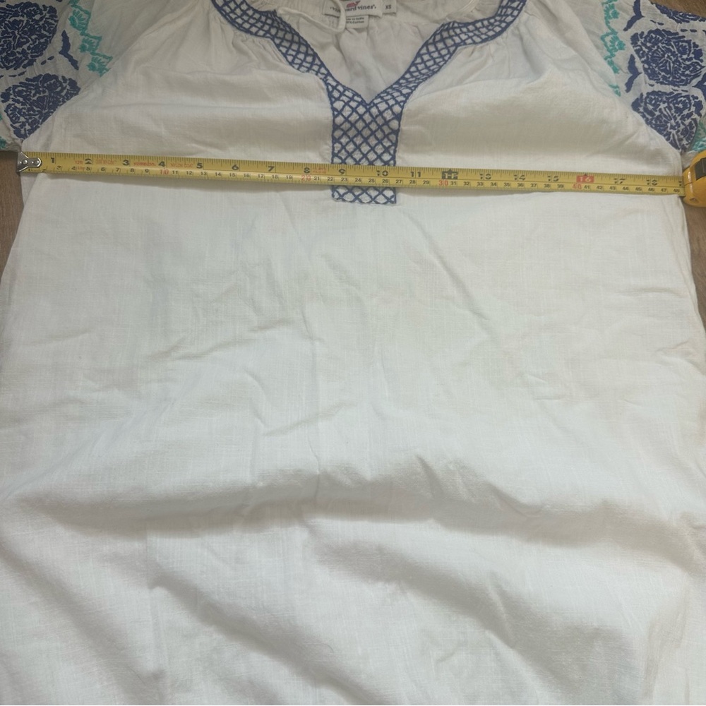 Vineyard Vines Medallion Popover White & Blue Dress Size XSmall - Picture 12 of 15